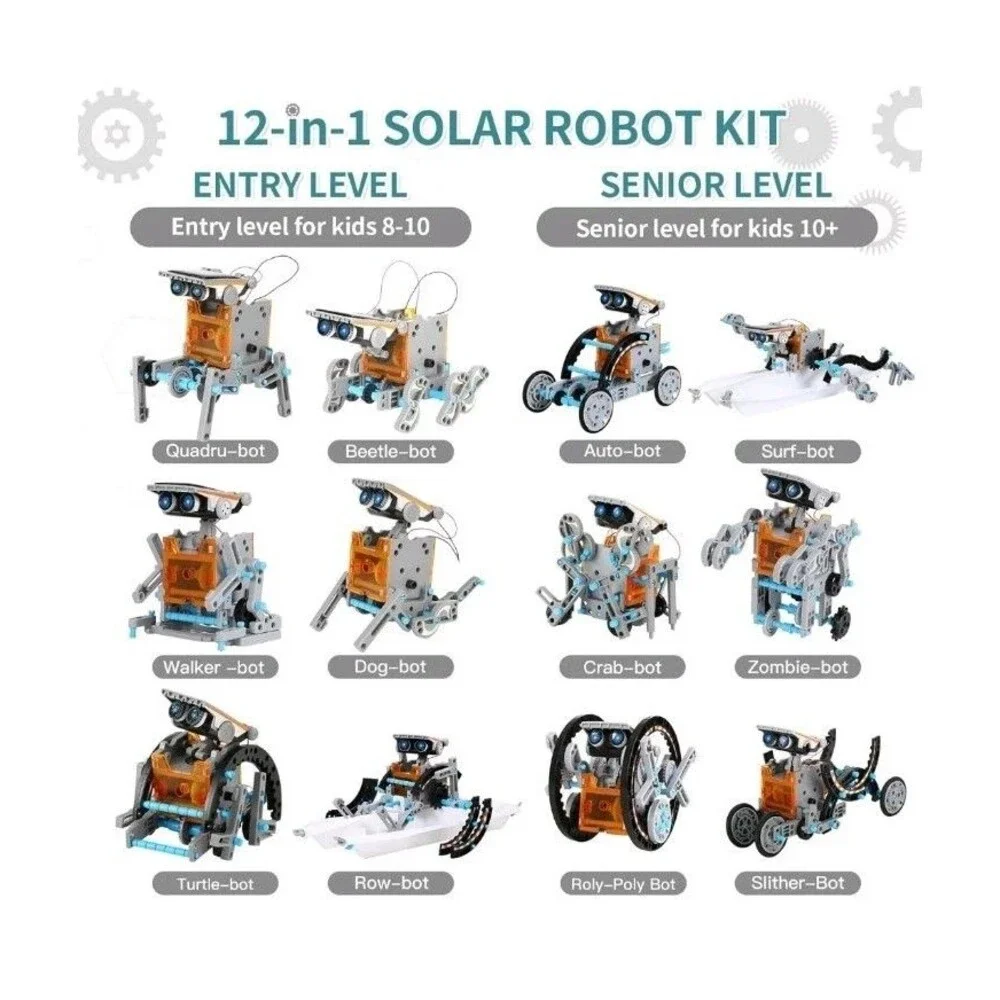 NEW-Science STEM Solar Powered Robot Kit 12-in-1 Science Toys for Kids Age 8+